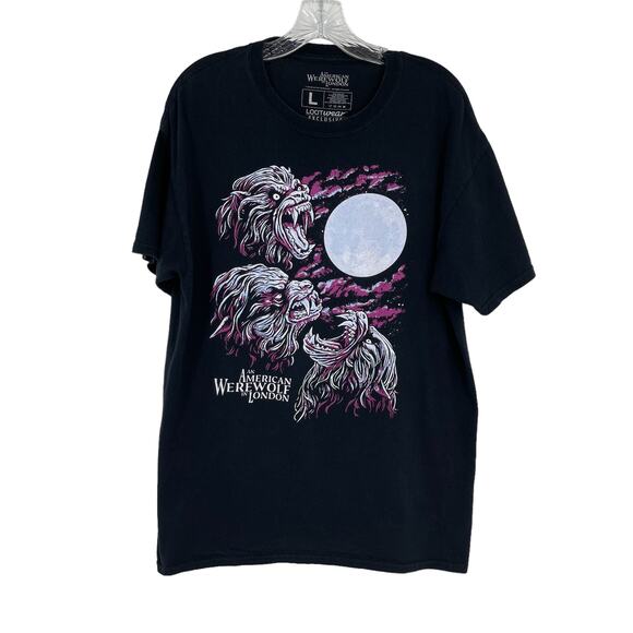 An American Werewolf in London Tshirt Size Large Black Moon 90s Y2k Spooky - Picture 1 of 16